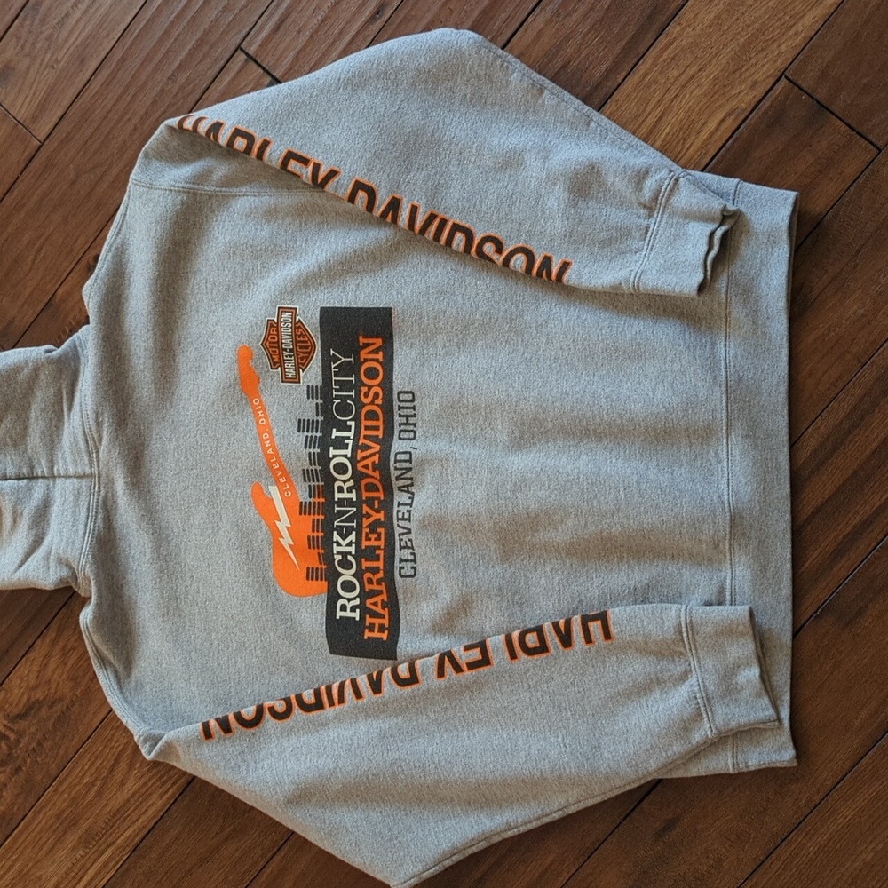 Harley-Davidson Gray and Orange Men's Hoodie Size Medium - Picture 5 of 8